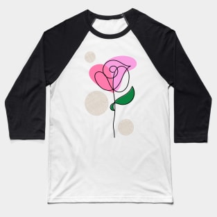 One line art pink rose Baseball T-Shirt